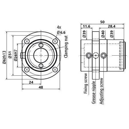 Isel 16mm Diameter Ball screw accessories Flange mounting block for KM Series 16mm diameter ball nut 213501